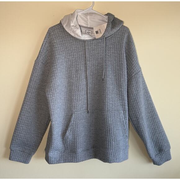 NOVEPT Quilted Style Sweatshirt Top with Hood Gray Front Pocket 2XL - Picture 1 of 13